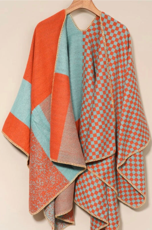 multicolor block shawl